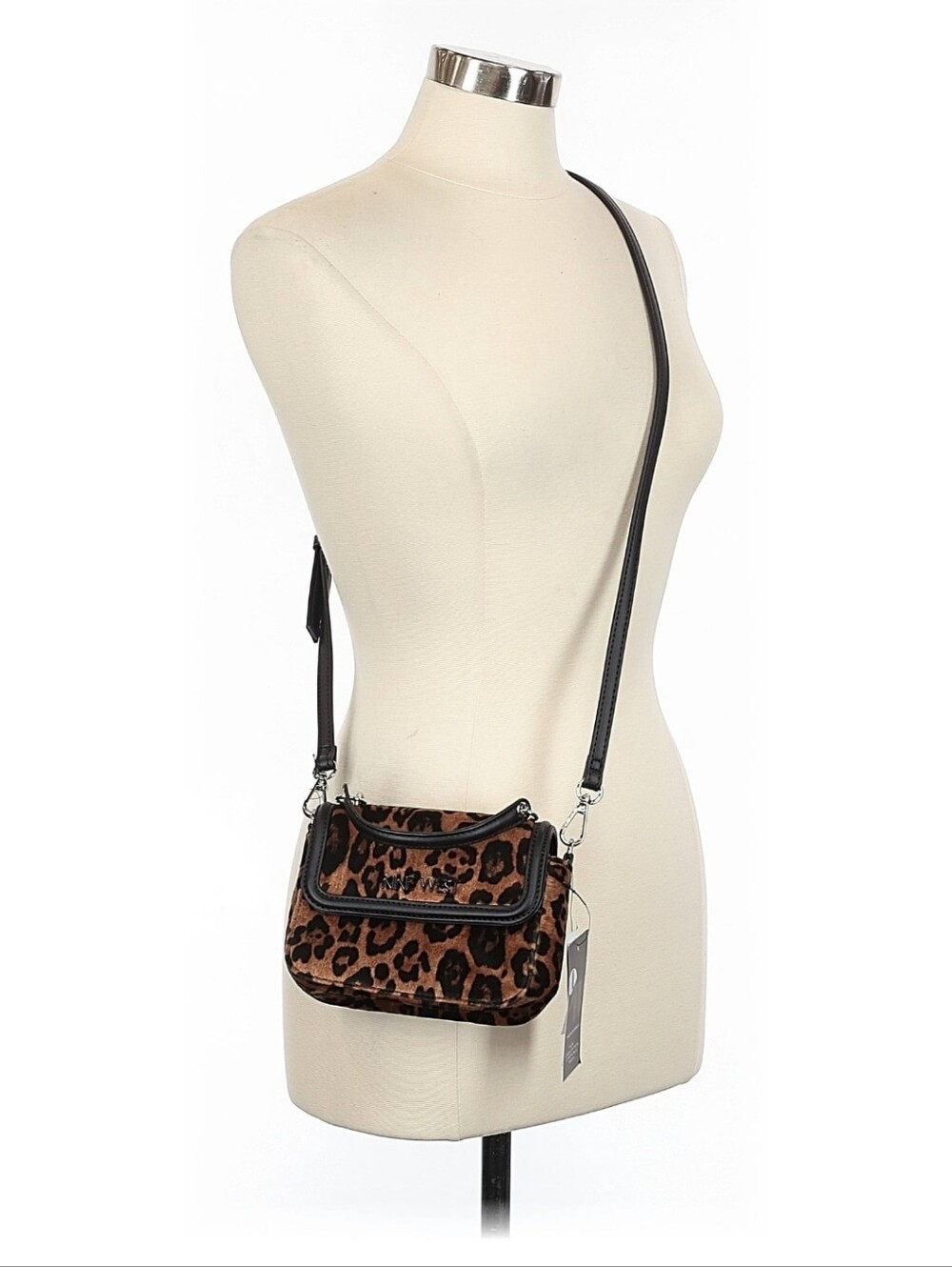 Nine West NWT Leopard Print Faux Calf Hair Crossbody Mini Flap Bag Animal Print